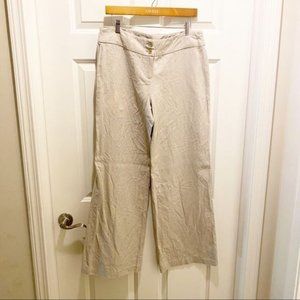 Michael Michael Kors Womens Beige 100% Linen Wide Straight Leg Career Pants 10